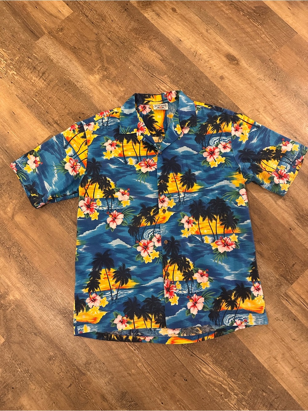 Pacific Legend Tropical Blue Men's Hawaiian Shirt with Floral Print